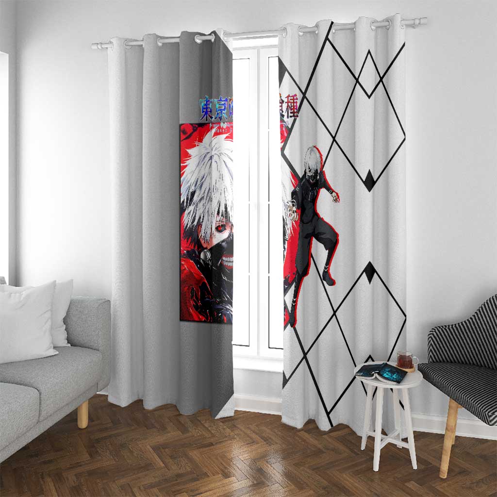 Kaneki Ken Tokyo Ghoul Window Curtain with Masked Ghoul Form and Dark Battle Pose Design - The Mazicc