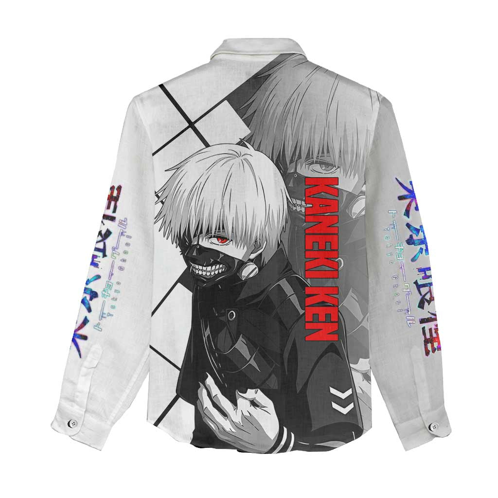 Kaneki Ken Tokyo Ghoul Women Casual Shirt with Masked Ghoul Form and Dark Battle Pose Design - The Mazicc