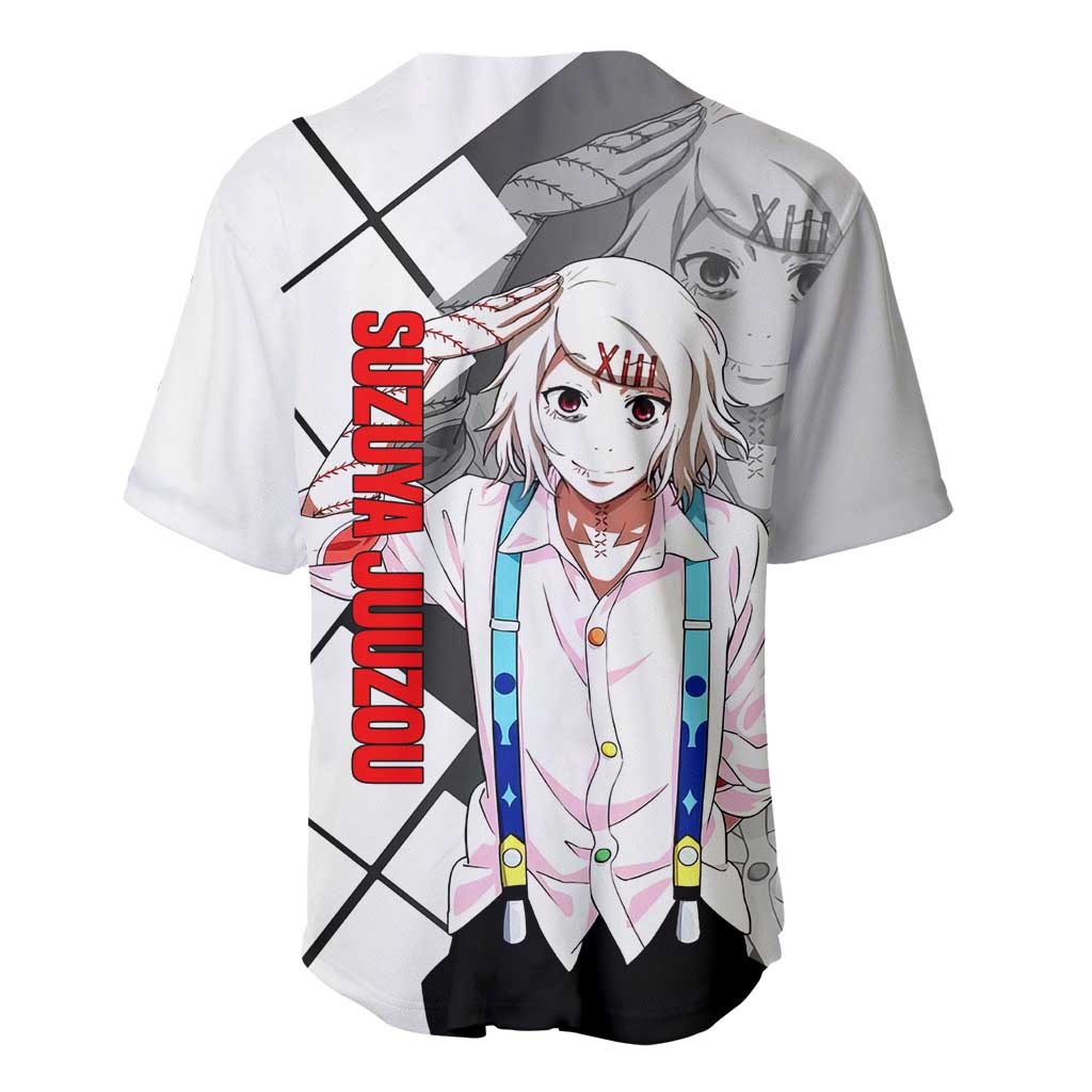 Shu Tsukiyama Tokyo Ghoul Baseball Jersey with Masked Combat Pose and Intense Action Design - The Mazicc