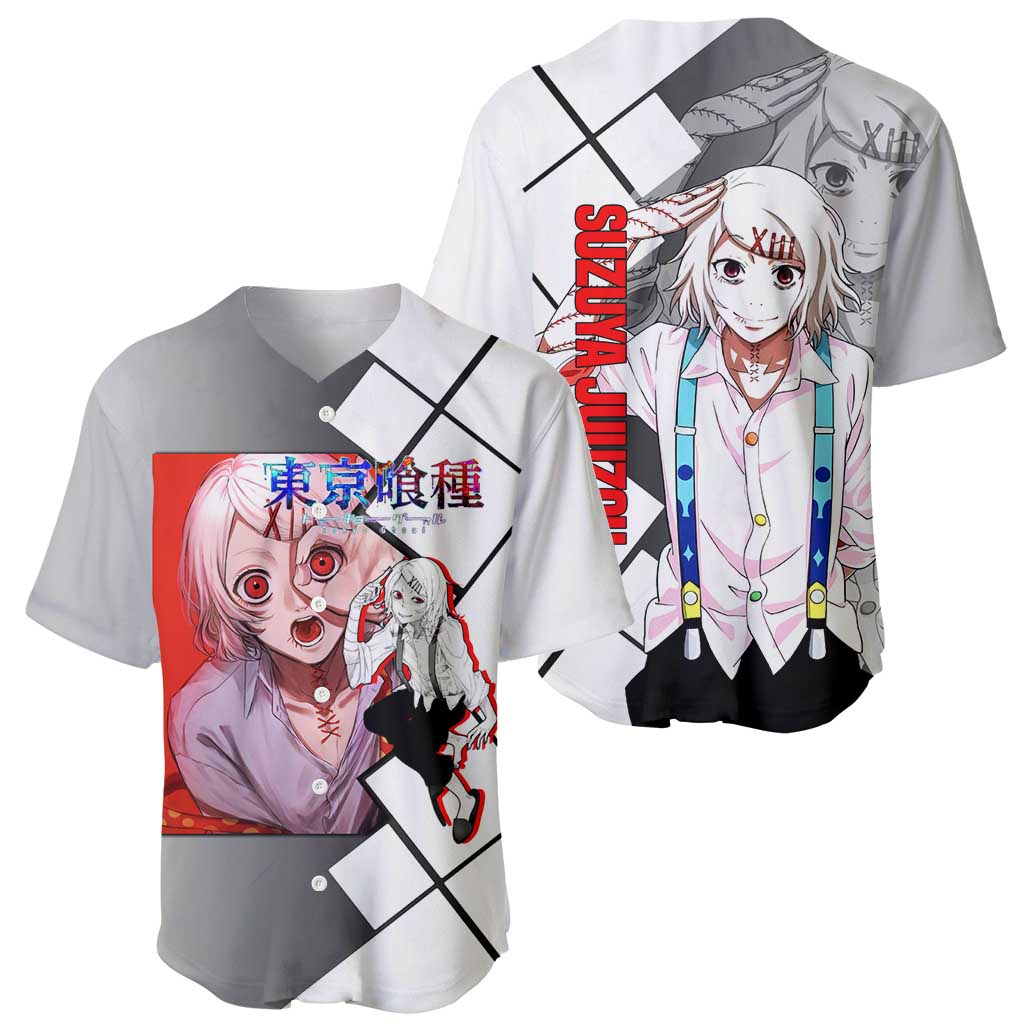 Shu Tsukiyama Tokyo Ghoul Baseball Jersey with Masked Combat Pose and Intense Action Design - The Mazicc
