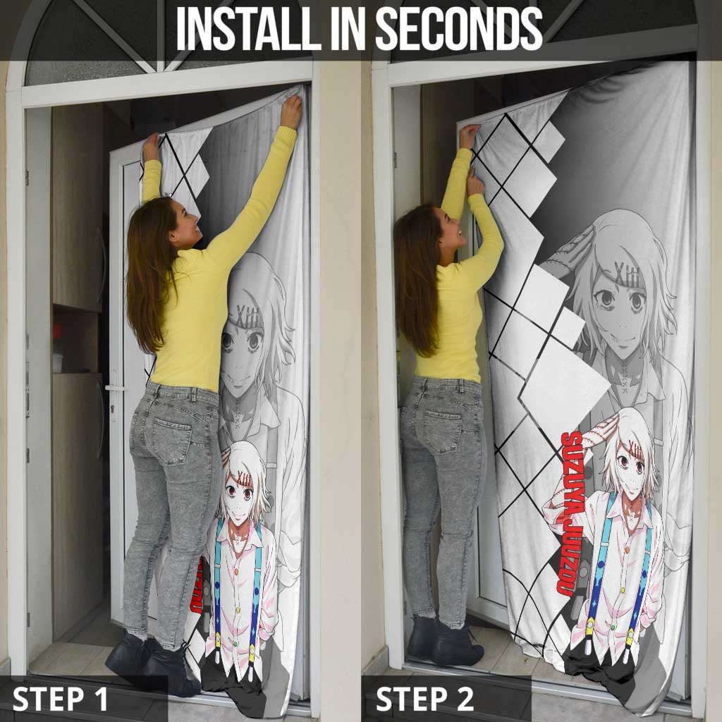 Shu Tsukiyama Tokyo Ghoul Door Cover with Masked Combat Pose and Intense Action Design - The Mazicc