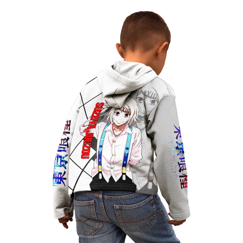 Shu Tsukiyama Tokyo Ghoul Kid Hoodie with Masked Combat Pose and Intense Action Design - The Mazicc