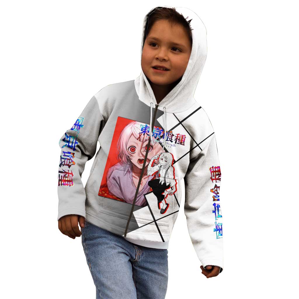 Shu Tsukiyama Tokyo Ghoul Kid Hoodie with Masked Combat Pose and Intense Action Design - The Mazicc