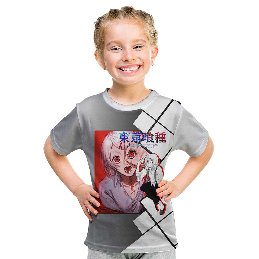 Shu Tsukiyama Tokyo Ghoul Kid T Shirt with Masked Combat Pose and Intense Action Design - The Mazicc
