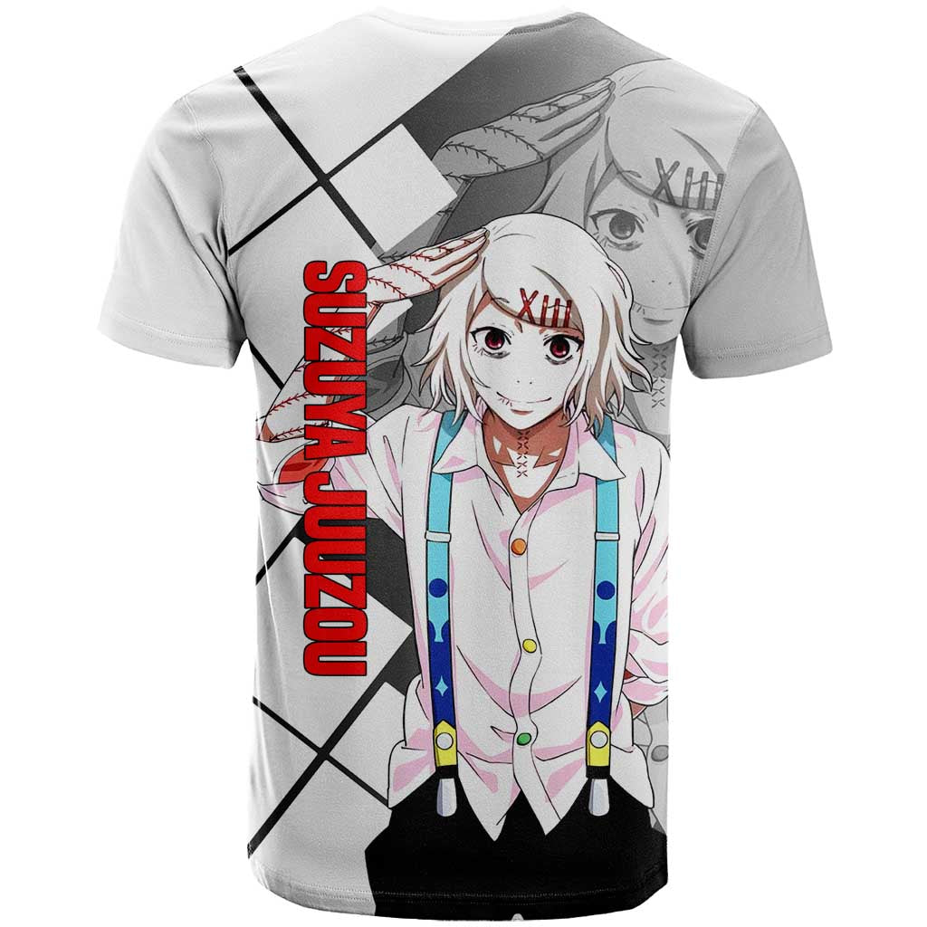 Shu Tsukiyama Tokyo Ghoul T Shirt with Masked Combat Pose and Intense Action Design - The Mazicc