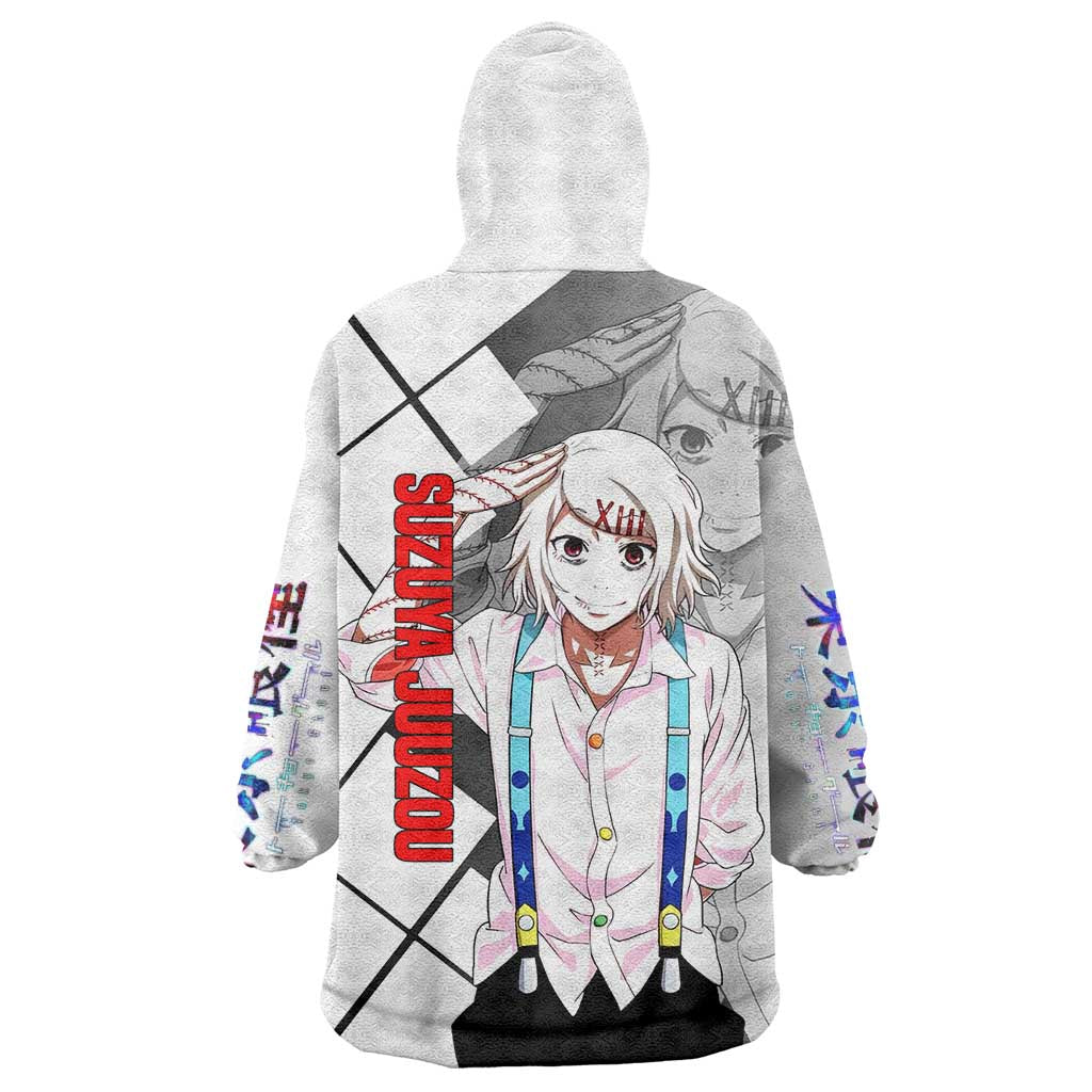 Shu Tsukiyama Tokyo Ghoul Wearable Blanket Hoodie with Masked Combat Pose and Intense Action Design - The Mazicc