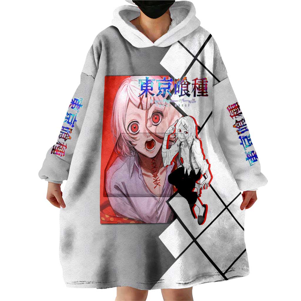 Shu Tsukiyama Tokyo Ghoul Wearable Blanket Hoodie with Masked Combat Pose and Intense Action Design - The Mazicc