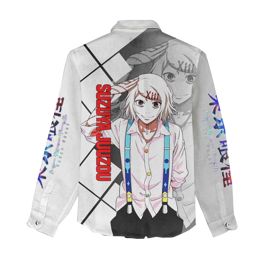 Shu Tsukiyama Tokyo Ghoul Women Casual Shirt with Masked Combat Pose and Intense Action Design - The Mazicc