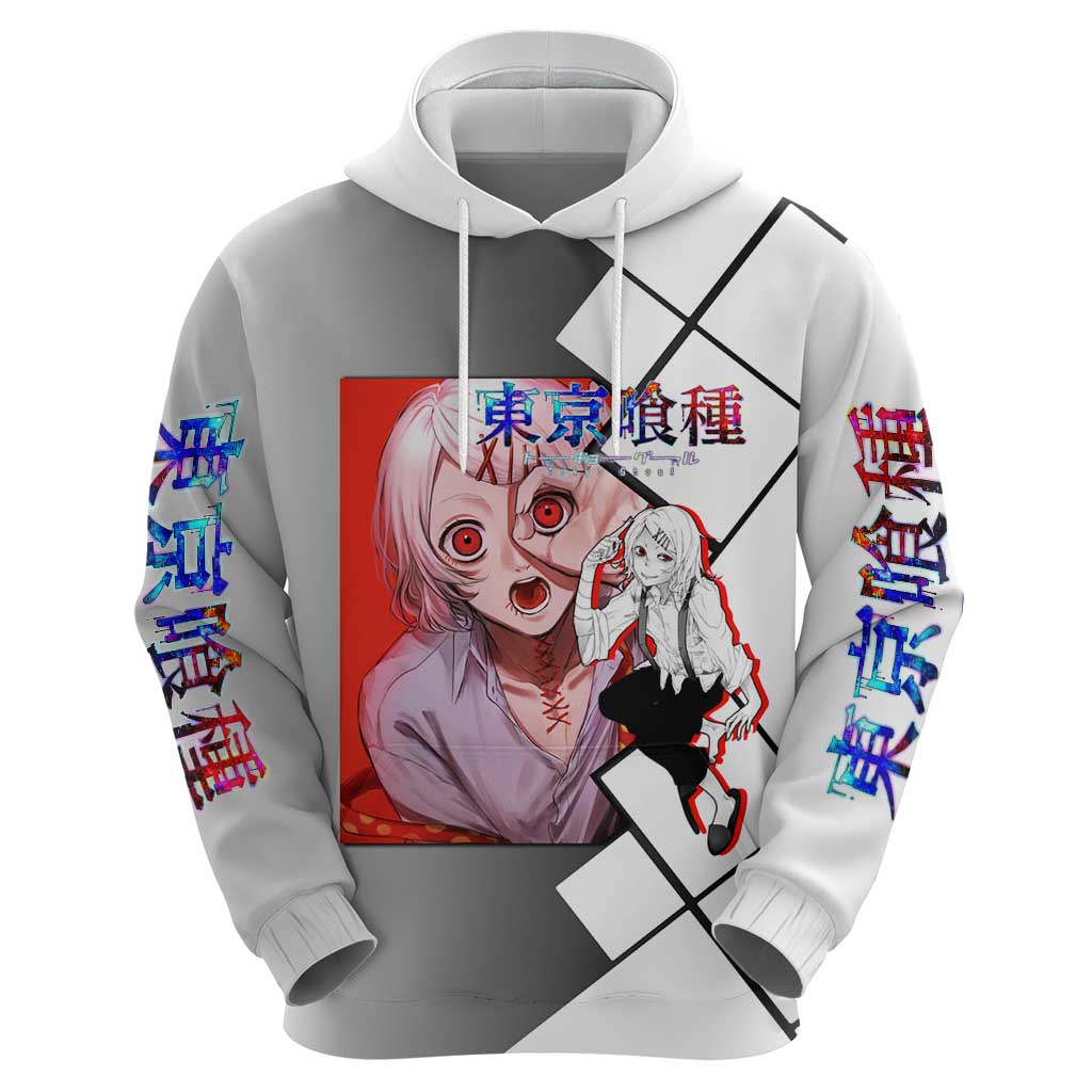 Shu Tsukiyama Tokyo Ghoul Zip Hoodie with Masked Combat Pose and Intense Action Design - The Mazicc