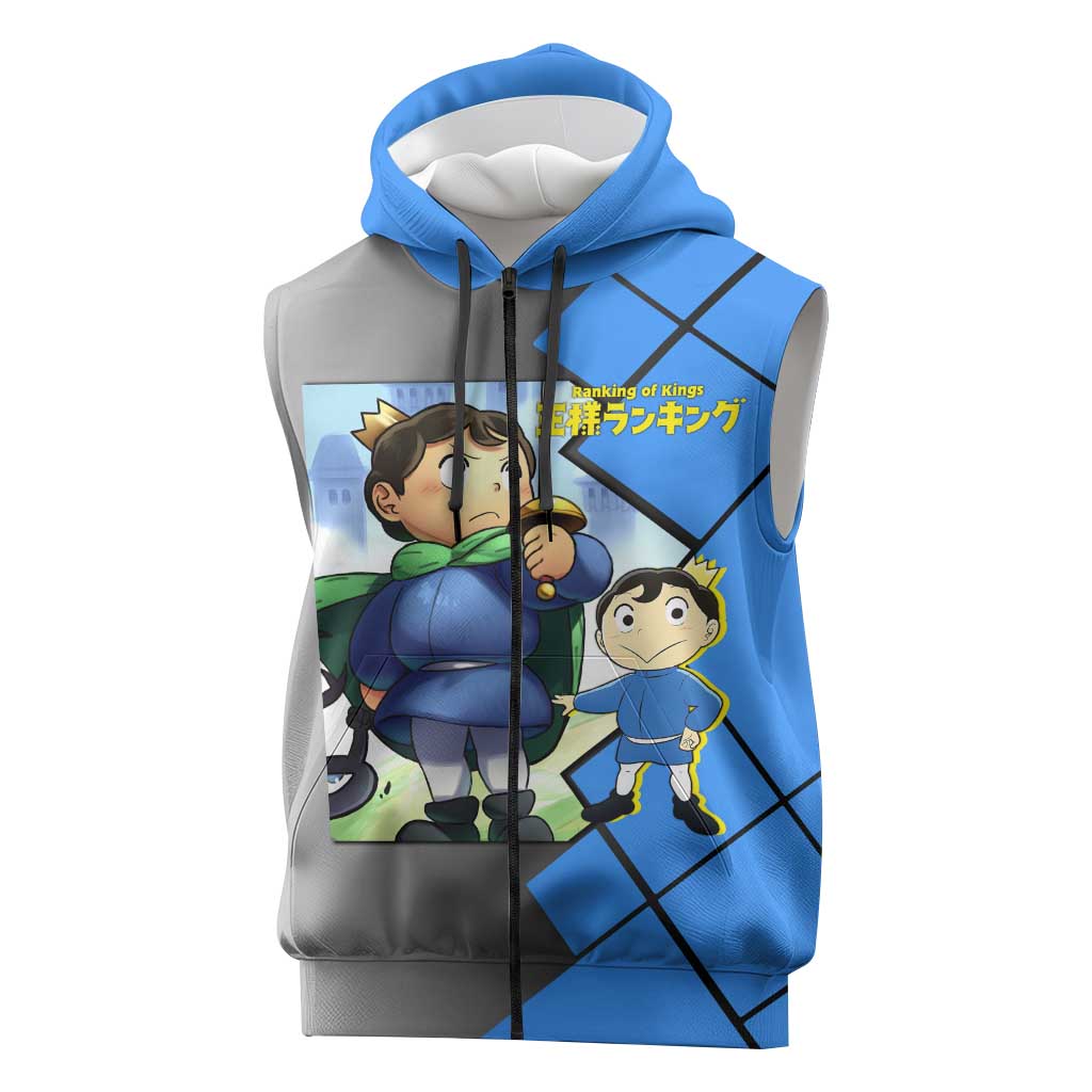 Boji San Ranking of Kings Sleeveless Zip Hoodie with Brave Hero Pose and Courageous Adventure Design - The Mazicc