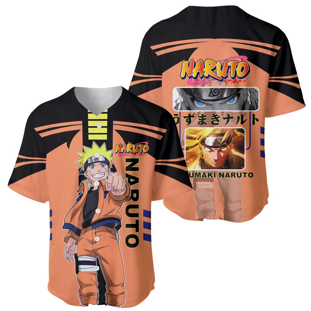 Naruto Uzumaki Naruto Baseball Jersey with Sage Mode and Rasengan Ninja Action Design - The Mazicc