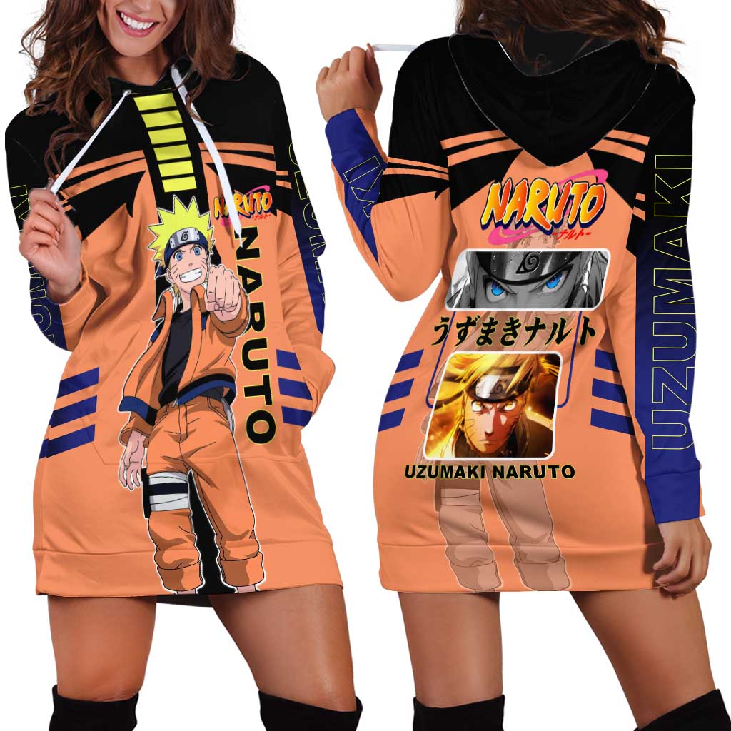 Naruto Uzumaki Naruto Hoodie Dress with Sage Mode and Rasengan Ninja Action Design - The Mazicc