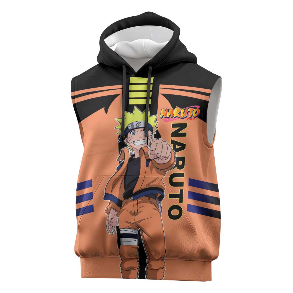 Naruto Uzumaki Naruto Sleeveless Hoodie with Sage Mode and Rasengan Ninja Action Design - The Mazicc
