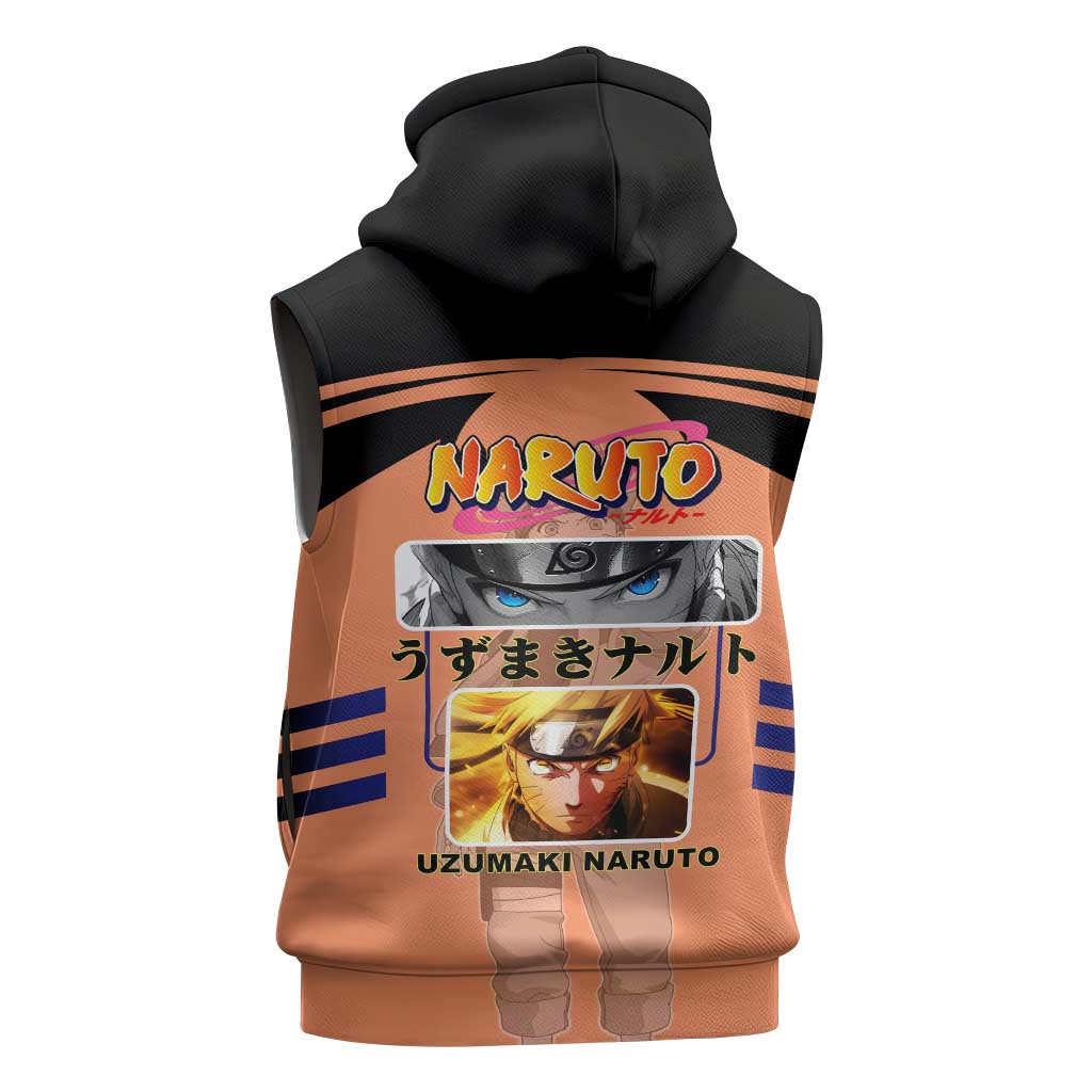 Naruto Uzumaki Naruto Sleeveless Hoodie with Sage Mode and Rasengan Ninja Action Design - The Mazicc