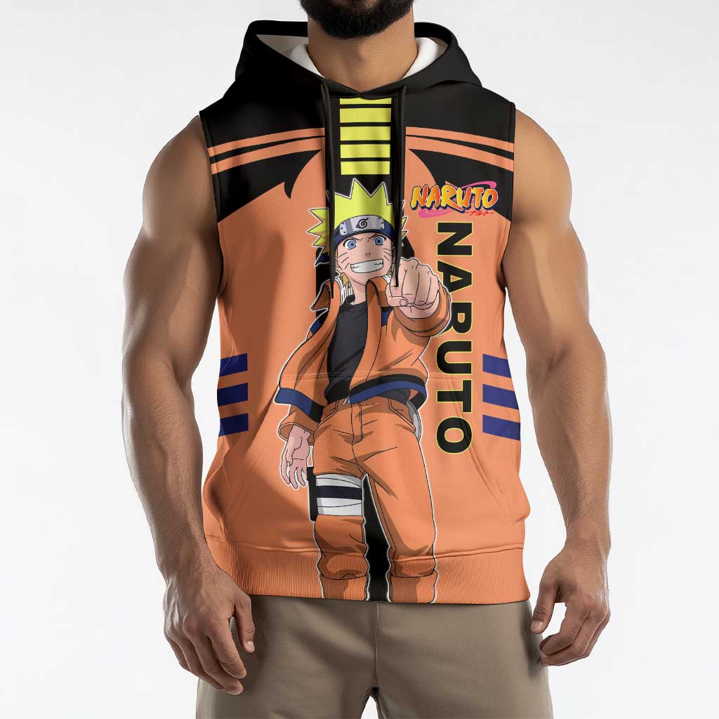 Naruto Uzumaki Naruto Sleeveless Hoodie with Sage Mode and Rasengan Ninja Action Design - The Mazicc