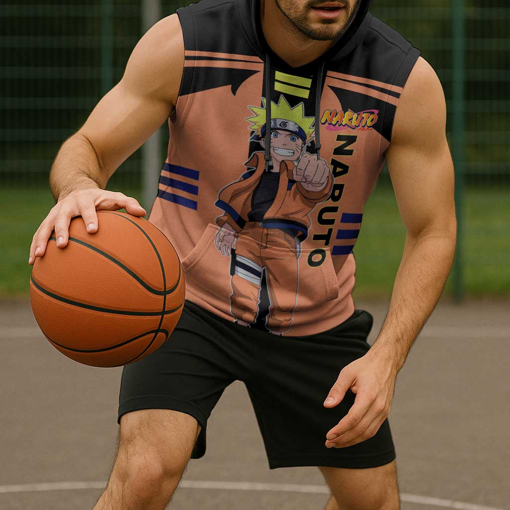 Naruto Uzumaki Naruto Sleeveless Hoodie with Sage Mode and Rasengan Ninja Action Design - The Mazicc