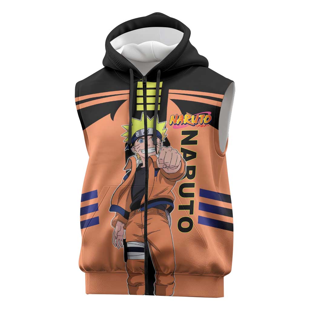 Naruto Uzumaki Naruto Sleeveless Zip Hoodie with Sage Mode and Rasengan Ninja Action Design - The Mazicc