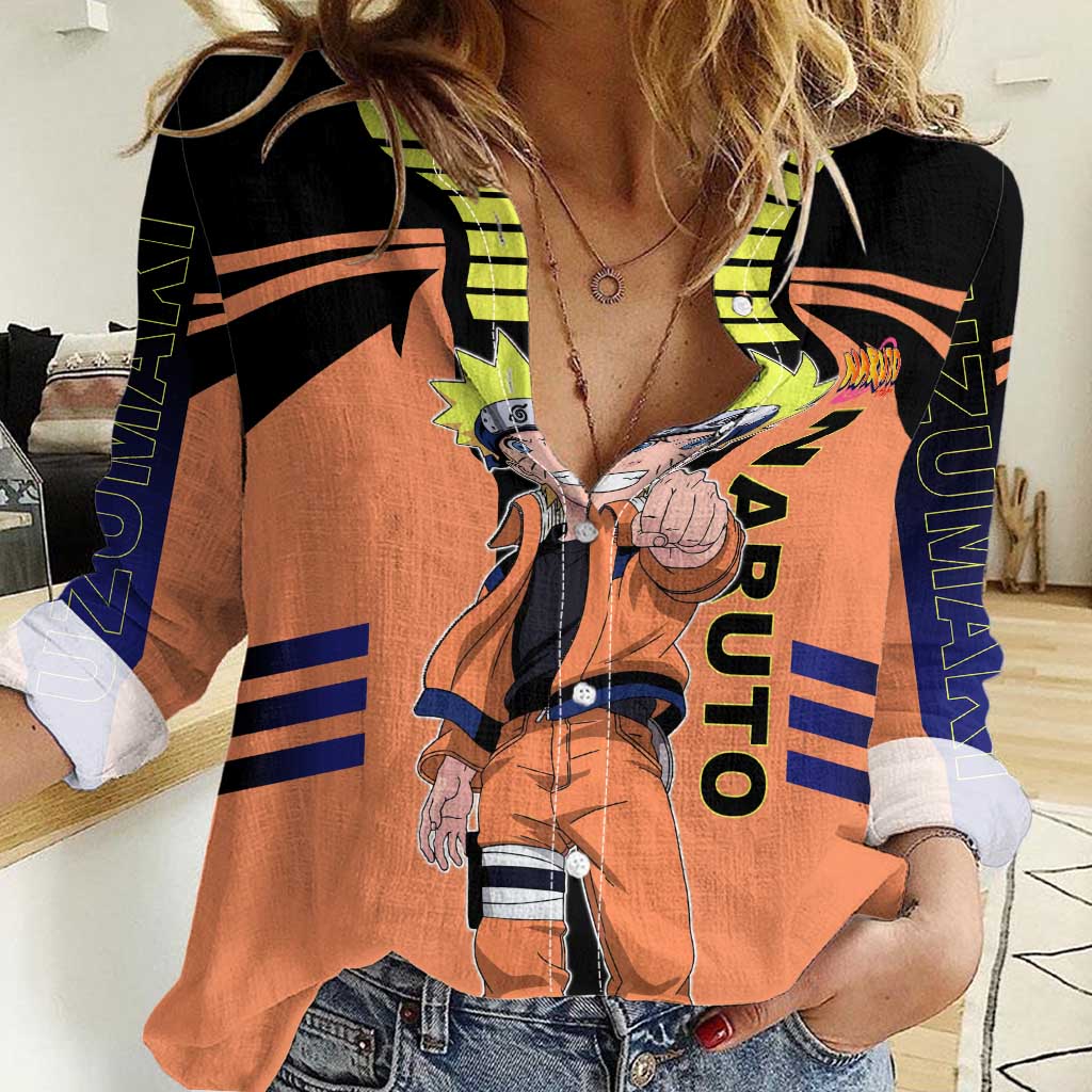 Naruto Uzumaki Naruto Women Casual Shirt with Sage Mode and Rasengan Ninja Action Design - The Mazicc