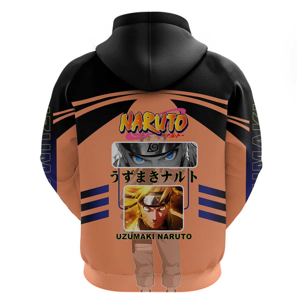 Naruto Uzumaki Naruto Zip Hoodie with Sage Mode and Rasengan Ninja Action Design - The Mazicc