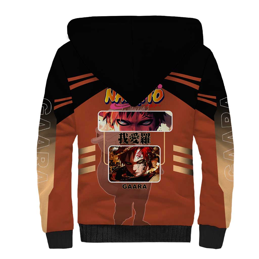 Gaara Naruto Sherpa Hoodie with Sand Manipulation and Desert Ninja Design - The Mazicc