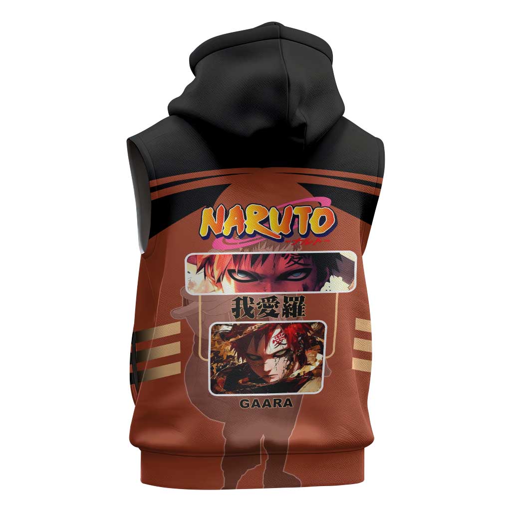 Gaara Naruto Sleeveless Hoodie with Sand Manipulation and Desert Ninja Design - The Mazicc