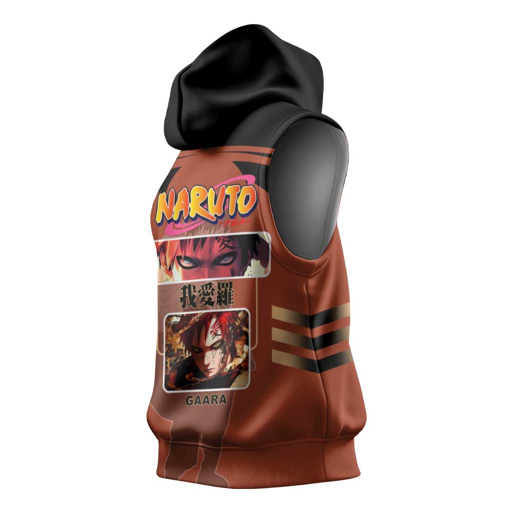 Gaara Naruto Sleeveless Hoodie with Sand Manipulation and Desert Ninja Design - The Mazicc