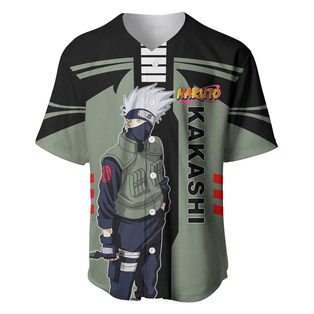 Kakashi Hatake Naruto Baseball Jersey with Sharingan and Lightning Ninja Action Design - The Mazicc