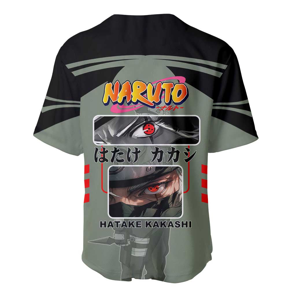 Kakashi Hatake Naruto Baseball Jersey with Sharingan and Lightning Ninja Action Design - The Mazicc