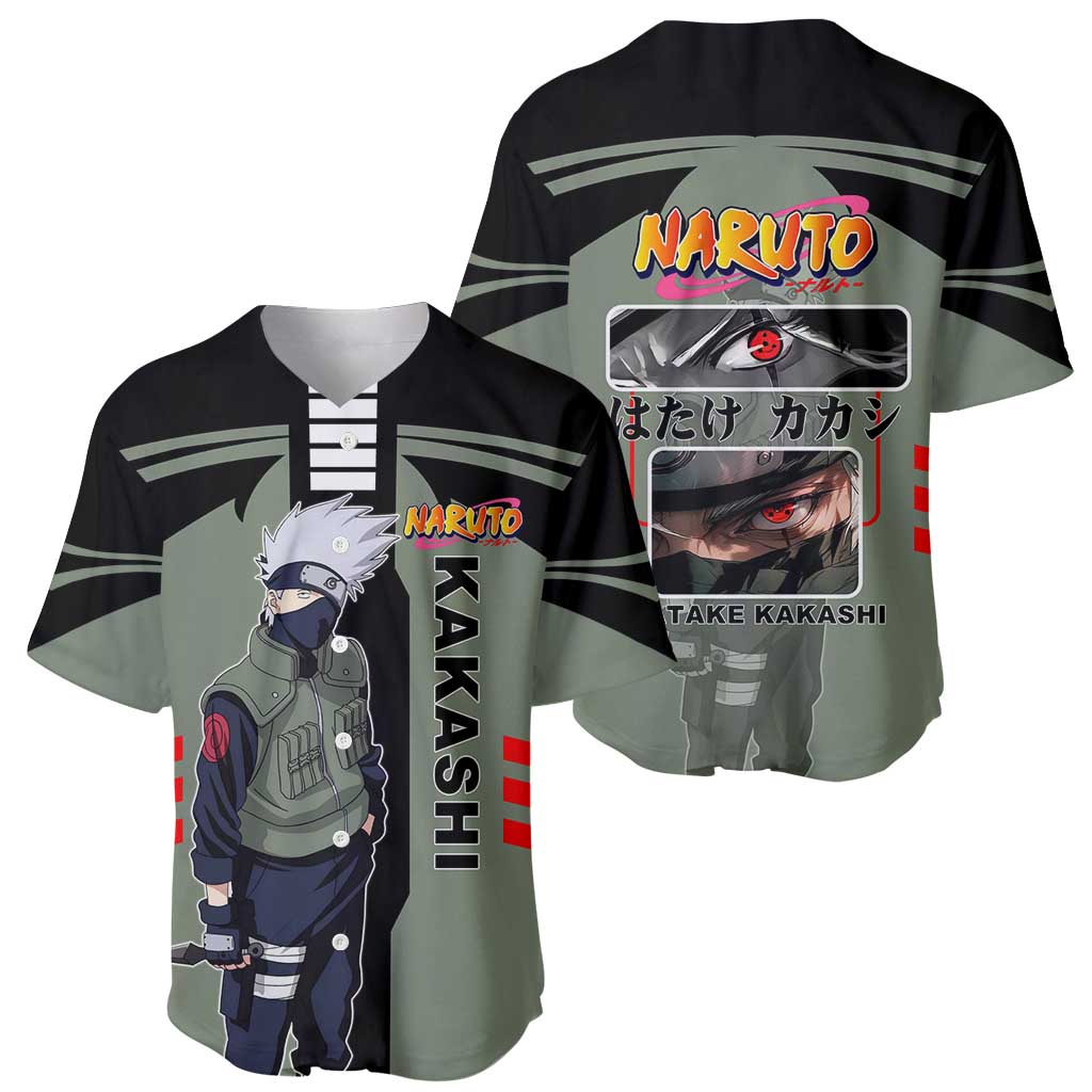 Kakashi Hatake Naruto Baseball Jersey with Sharingan and Lightning Ninja Action Design - The Mazicc