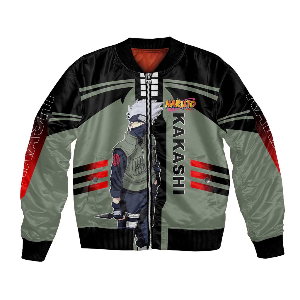 Kakashi Hatake Naruto Bomber Jacket with Sharingan and Lightning Ninja Action Design - The Mazicc