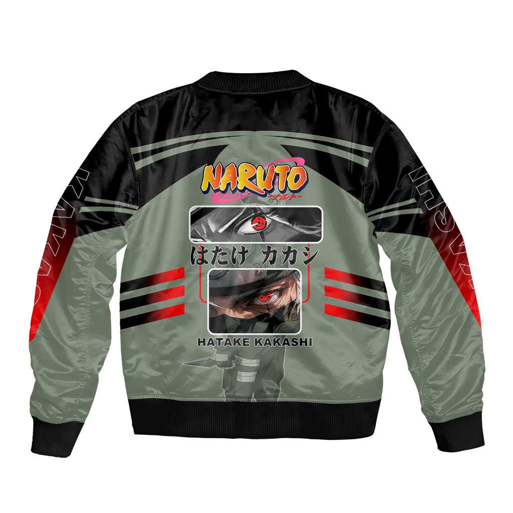 Kakashi Hatake Naruto Bomber Jacket with Sharingan and Lightning Ninja Action Design - The Mazicc