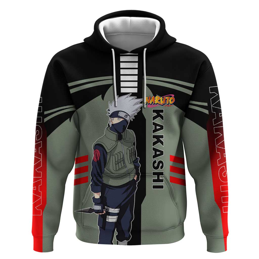 Kakashi Hatake Naruto Hoodie with Sharingan and Lightning Ninja Action Design - The Mazicc