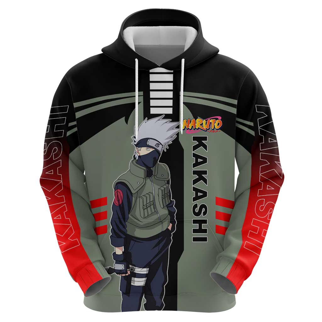 Kakashi Hatake Naruto Hoodie with Sharingan and Lightning Ninja Action Design - The Mazicc