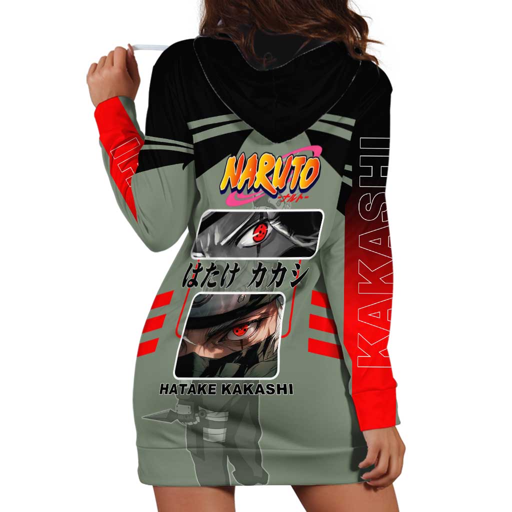 Kakashi Hatake Naruto Hoodie Dress with Sharingan and Lightning Ninja Action Design - The Mazicc