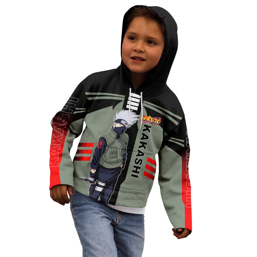Kakashi Hatake Naruto Kid Hoodie with Sharingan and Lightning Ninja Action Design - The Mazicc
