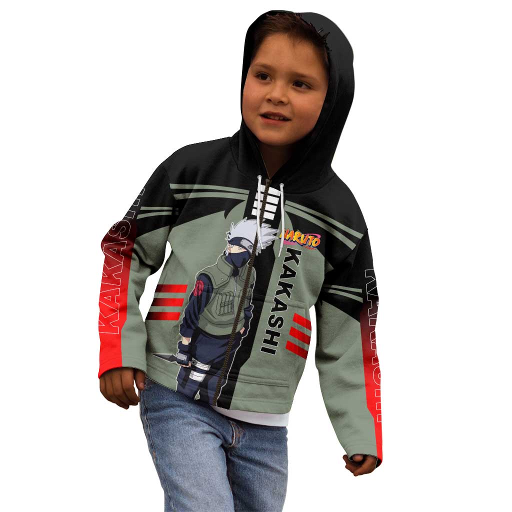Kakashi Hatake Naruto Kid Hoodie with Sharingan and Lightning Ninja Action Design - The Mazicc