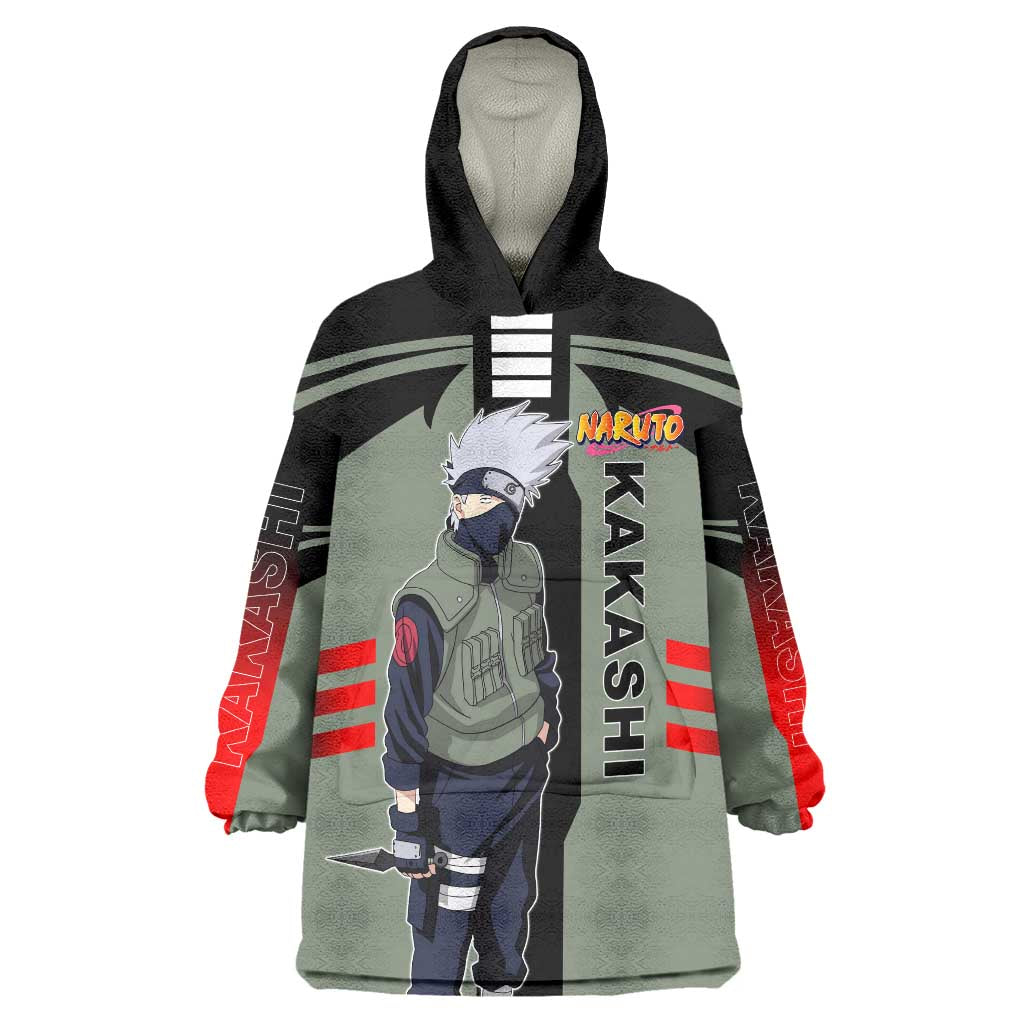 Kakashi Hatake Naruto Wearable Blanket Hoodie with Sharingan and Lightning Ninja Action Design - The Mazicc