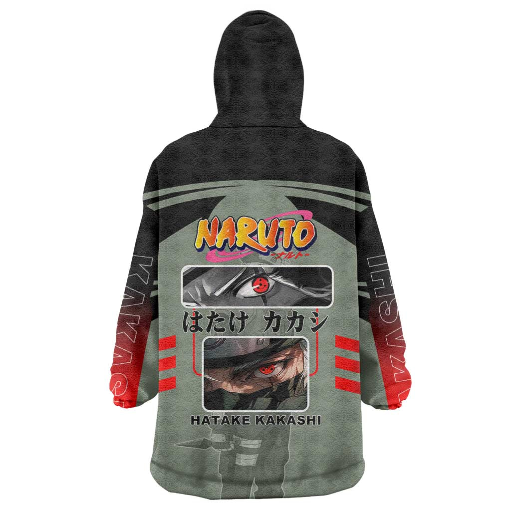 Kakashi Hatake Naruto Wearable Blanket Hoodie with Sharingan and Lightning Ninja Action Design - The Mazicc