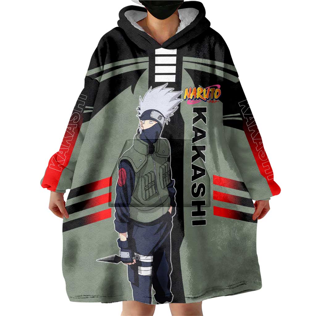 Kakashi Hatake Naruto Wearable Blanket Hoodie with Sharingan and Lightning Ninja Action Design - The Mazicc