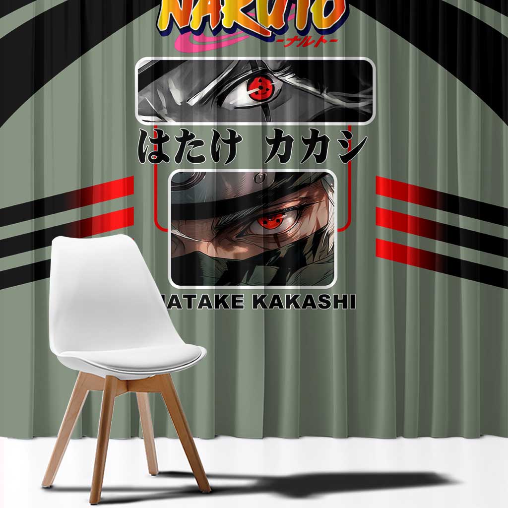 Kakashi Hatake Naruto Window Curtain with Sharingan and Lightning Ninja Action Design - The Mazicc