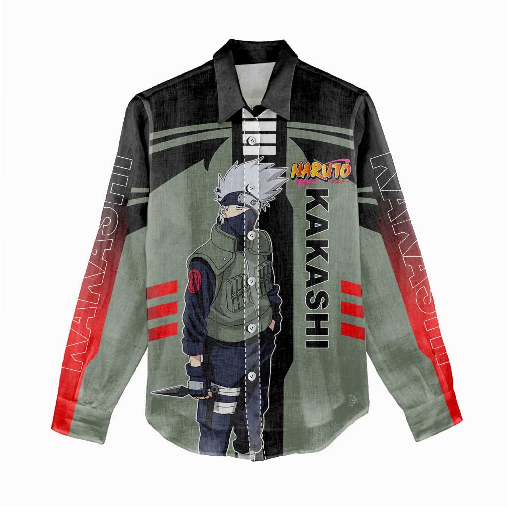 Kakashi Hatake Naruto Women Casual Shirt with Sharingan and Lightning Ninja Action Design - The Mazicc