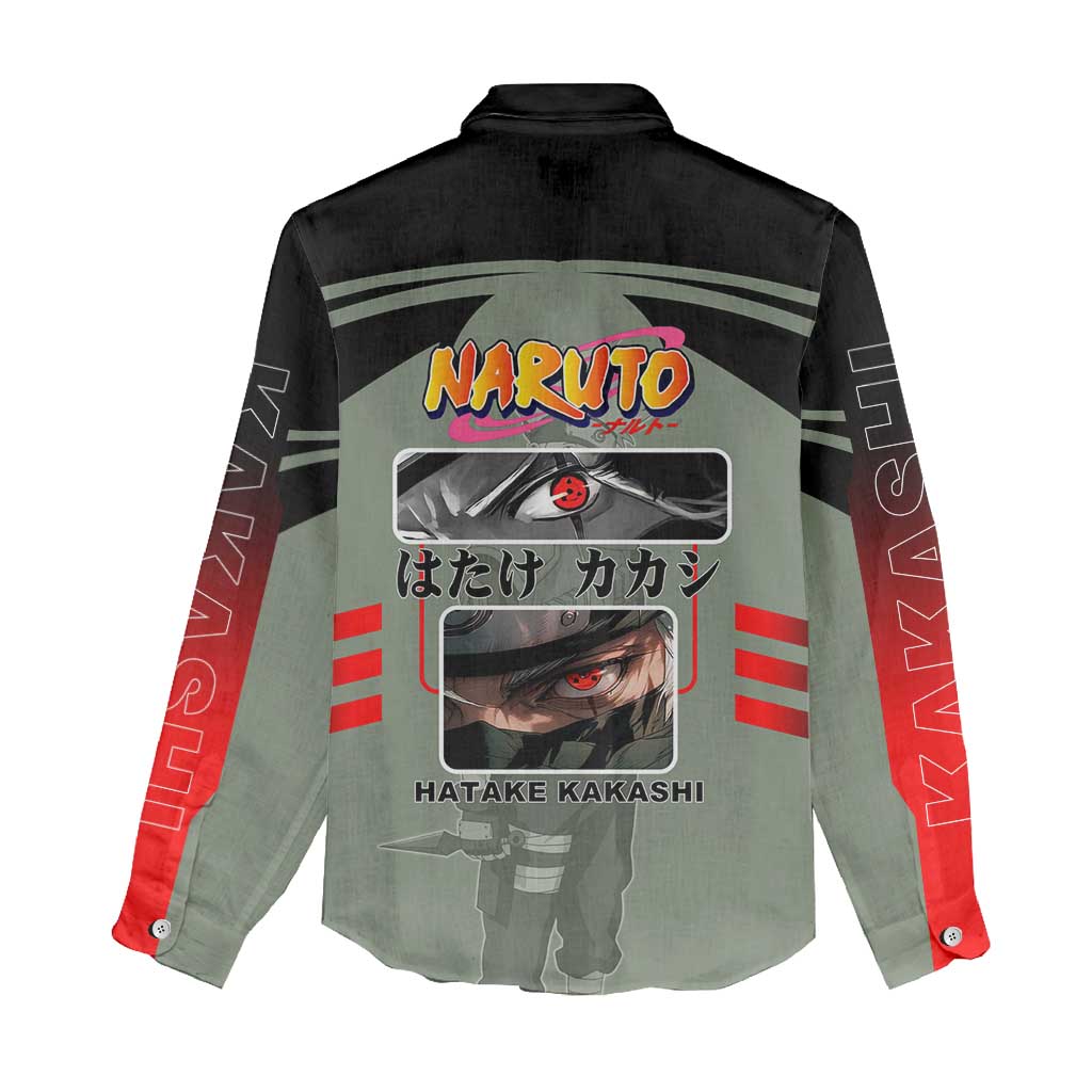 Kakashi Hatake Naruto Women Casual Shirt with Sharingan and Lightning Ninja Action Design - The Mazicc