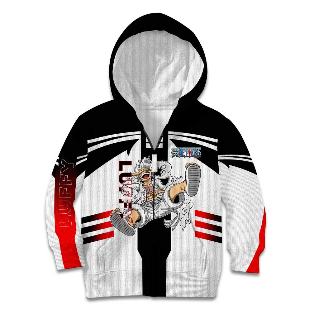 Monkey D. Luffy One Piece Kid Hoodie with Gear 5 Stretching and Pirate Adventure Design - The Mazicc