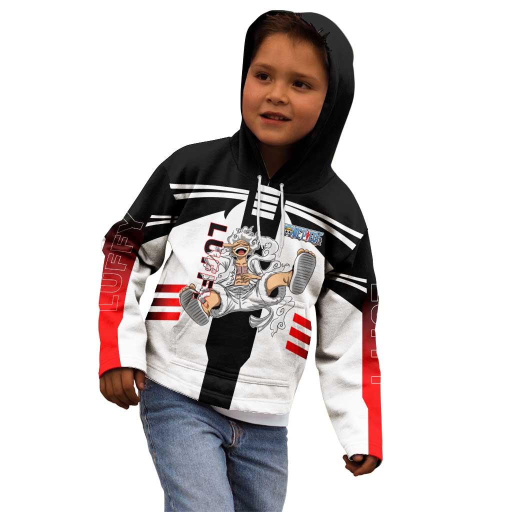 Monkey D. Luffy One Piece Kid Hoodie with Gear 5 Stretching and Pirate Adventure Design - The Mazicc