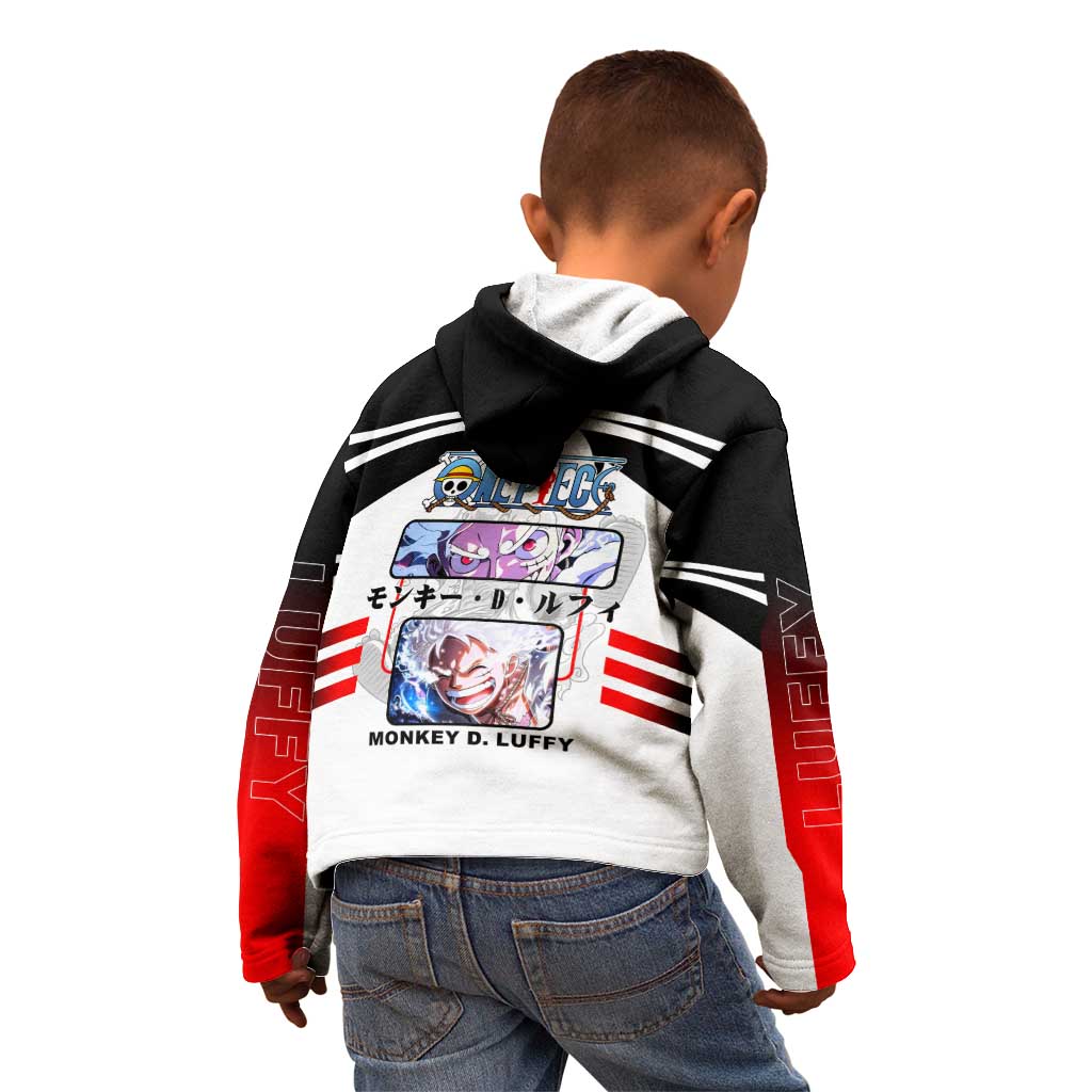 Monkey D. Luffy One Piece Kid Hoodie with Gear 5 Stretching and Pirate Adventure Design - The Mazicc