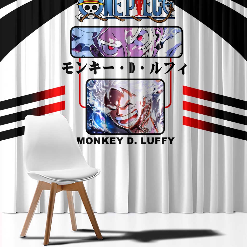 Monkey D. Luffy One Piece Window Curtain with Gear 5 Stretching and Pirate Adventure Design - The Mazicc