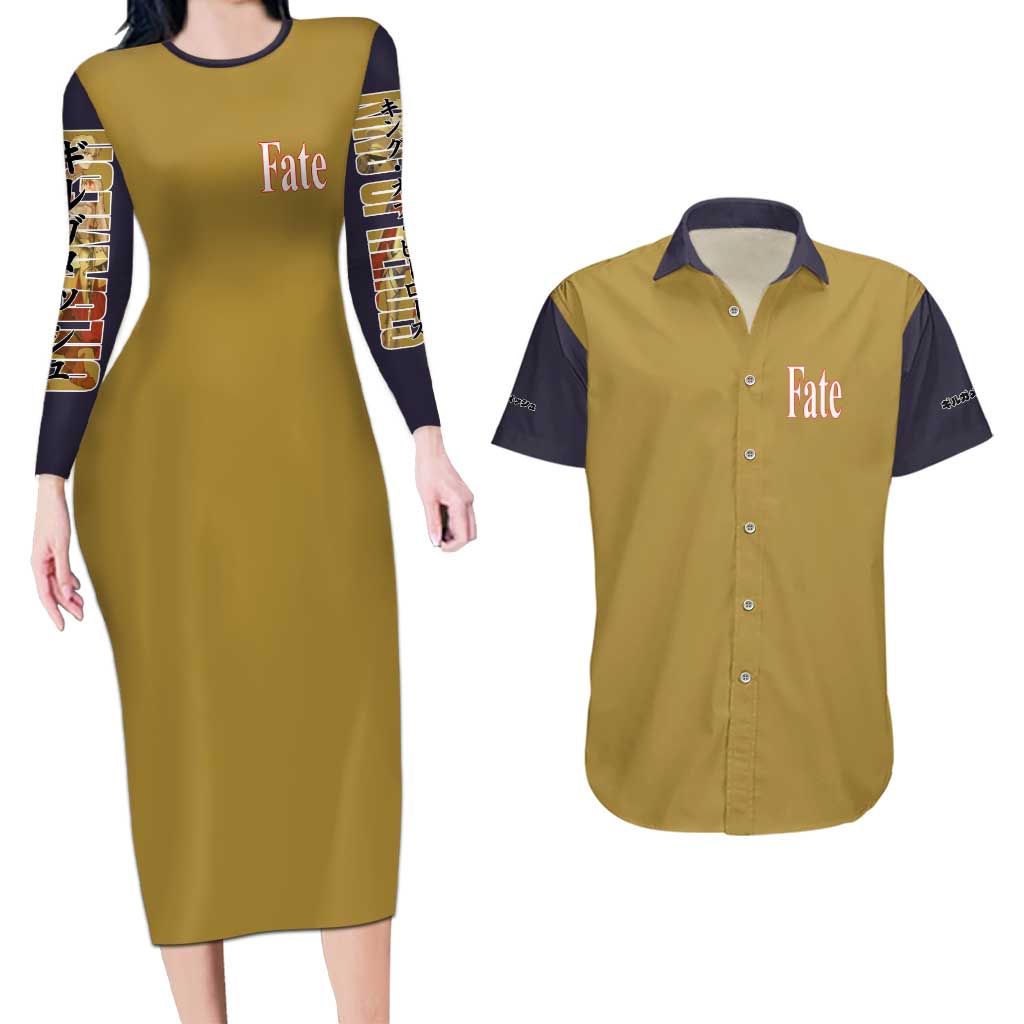 Gilgamesh Fate Series Couples Matching Long Sleeve Bodycon Dress and Hawaiian Shirt Anime Style