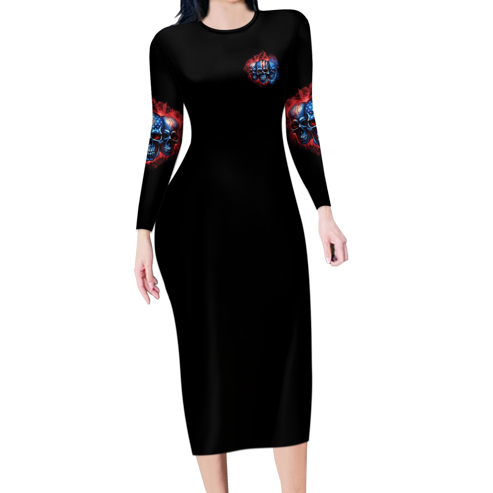 i-have-3-sides-3-skulls-long-sleeve-bodycon-dress