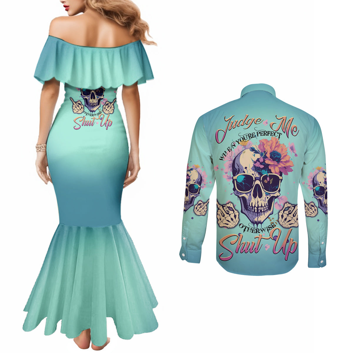 judge-me-when-youre-perfect-couples-matching-mermaid-dress-and-long-sleeve-button-shirt