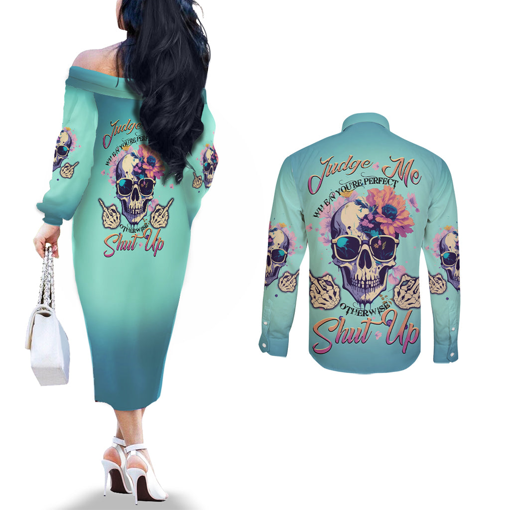 judge-me-when-youre-perfect-couples-matching-off-the-shoulder-long-sleeve-dress-and-long-sleeve-button-shirt